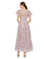 ფოტო #2 პროდუქტის Women's Embroidered High Neck Cap Sleeve A Line Gown