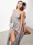 ASOS EDITION metallic cami maxi dress with drape detail in silver Серебристый, 46 - фото #1