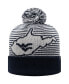 Фото #2 товара Men's Navy West Virginia Mountaineers Line Up Cuffed Knit Hat with Pom