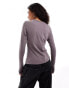 Weekday Milly super soft slim fit long sleeve t-shirt in mole Maulwurfbraun, M - EU 40-42 - фото #4