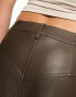 Фото #8 товара NA-KD faux leather midi skirt in dark olive