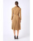Фото #3 товара Women's Pleated Collared Long Sleeve Midi Dress