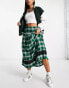 Фото #1 товара ASOS DESIGN pleated midi kilt skirt with lace insert in green check