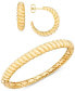 ფოტო #4 პროდუქტის Polished Croissant Twist Small Hoop Earrings in 14k Gold-Plated Sterling Silver, 18mm