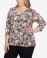 Plus Size Teal The Show Printed 3/4 Sleeve Top