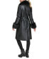 ფოტო #2 პროდუქტის Women's Faux-Fur-Trim Faux-Leather Coat