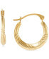 2-Pc. Set Cubic Zirconia Stud & Textured Hoop Earrings in 10k Gold