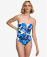 Фото #1 товара Women's Shirred Tummy-Control Split-Cup Bandeau One-Piece Swimsuit
