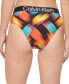 Calvin Klein 300738 Womens Printed High-Waist Logo-Elastic Bikini Bottoms Size L