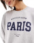 Фото #4 товара JJXX crew neck sweatshirt with Paris chest print in grey marl