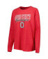 ფოტო #4 პროდუქტის Women's Scarlet, Gray Ohio State Buckeyes Raglan Long Sleeve T-shirt and Shorts Sleep Set