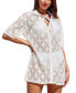 ფოტო #1 პროდუქტის Women's s Crochet Button Down Knit Cover-Up Top