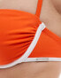 Free Society contrast underwire halter bandeau bikini top in bright orange and white