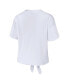 ფოტო #4 პროდუქტის Women's White West Virginia Mountaineers Striped Front Knot Cropped T-shirt