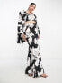 ASOS LUXE Curve co-ord suit jacket in black & white floral print US 18 - фото #1