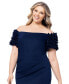 Фото #4 товара Plus Size Off-The-Shoulder Ruffle-Sleeve Sheath Dress