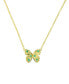 Фото #1 товара Macy's lab-Grown Emerald Butterfly 18" Pendant Necklace (1/8 ct. t.w.) in 14k Gold-Plated Sterling Silver