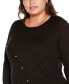 ფოტო #4 პროდუქტის Plus Size Asymmetrical Crossover-Front Sweater