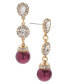 ფოტო #1 პროდუქტის Gold-Tone Crystal & Color Imitation Pearl Linear Drop Earrings, Created for Macy's