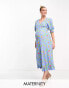 Nobody's Child Maternity Delilah puff sleeve midi dress in blue fruit print Blau mit Früchtemuster, 42 - фото #1