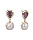 Stone and Pearl Drop Earrings