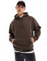 Weekday relaxed heavyweight jersey hoodie in brown