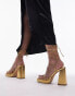 Фото #4 товара Topshop Eve heeled platform with ankle tie in gold