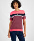 ფოტო #1 პროდუქტის Women's Cotton Color-Blocked Crewneck Tee