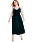 Фото #9 товара Plus Size Velvet Empire-Waist Sleeveless Midi Dress