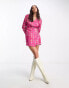 Фото #2 товара Annorlunda neon check cut-about tailored blazer dress in bright pink