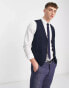 French Connection plain slim fit suit waistcoat in navy