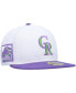 ფოტო #2 პროდუქტის Men's White Colorado Rockies 25th Anniversary Side Patch 59FIFTY Fitted Hat