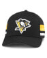 ფოტო #1 პროდუქტის Men's Black Pittsburgh Penguins HotFoot Stripes Trucker Adjustable Hat