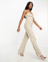 Vesper sweetheart bandeau wide leg jumpsuit in stone