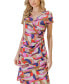 Women's Knee-Length Faux Wrap Short Sleeve Dress