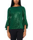 Фото #1 товара Petite Sequined Bell-Sleeve Top