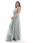 Фото #1 товара TFNC Plus Bridesmaid flutter sleeve ruffle detail maxi dress in sage