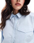 ASOS DESIGN pocket detail slim cropped shirt in blue