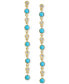 ფოტო #3 პროდუქტის EFFY® Turquoise & Diamond (1/4 ct. t.w.) Linear Drop Earrings in 14k Gold