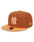 ფოტო #1 პროდუქტის Men's Brown/Orange New York Yankees Spring Color Basic Two-Tone 59fifty Fitted Hat