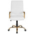 Фото #3 товара High Back White Leather Executive Swivel Chair With Gold Frame And Arms