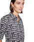 ფოტო #4 პროდუქტის Petite Logo Print Roll-Tab-Sleeves Button-Front Shirt, First@Macy's