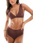 & Other Stories rib deep band triangle bikini top in dark brown