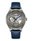 ფოტო #1 პროდუქტის Men's Automatic Blue Genuine Leather Strap Watch 42mm