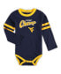 Infant Boys and Girls Navy, Gold West Virginia Mountaineers Little Kicker Long Sleeve Bodysuit and Sweatpants Set