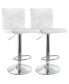 Фото #1 товара 2 Piece Adjustable Diamond Tufted Faux Leather Bar Stool in White with Chrome Base