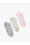 3'lü Patik Çorap Seti Çok Renkli Geometrik İşlemeli