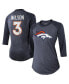 ფოტო #2 პროდუქტის Women's Threads Russell Wilson Navy Denver Broncos Name & Number Raglan 3/4 Sleeve T-shirt