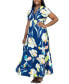 ფოტო #4 პროდუქტის Plus Size V Neck Empire Cap Sleeve Maxi Dress