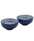 Фото #1 товара 6.5" Cobalt Cafe Fluted Stoneware Ramen Noodle Bowls, Set of 2